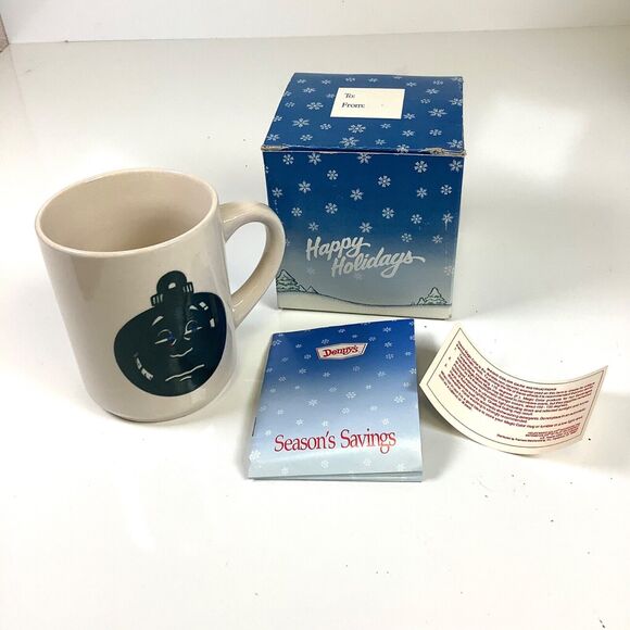 Vtg Denny's Magic Color Heat Activated ORNAMENT Mug Coffee Cup IN BOX w/ Extras! - Picture 1 of 9